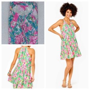 NWT Lilly Pulitzer L Carolane Halter Swing Dress in Pear Necessities